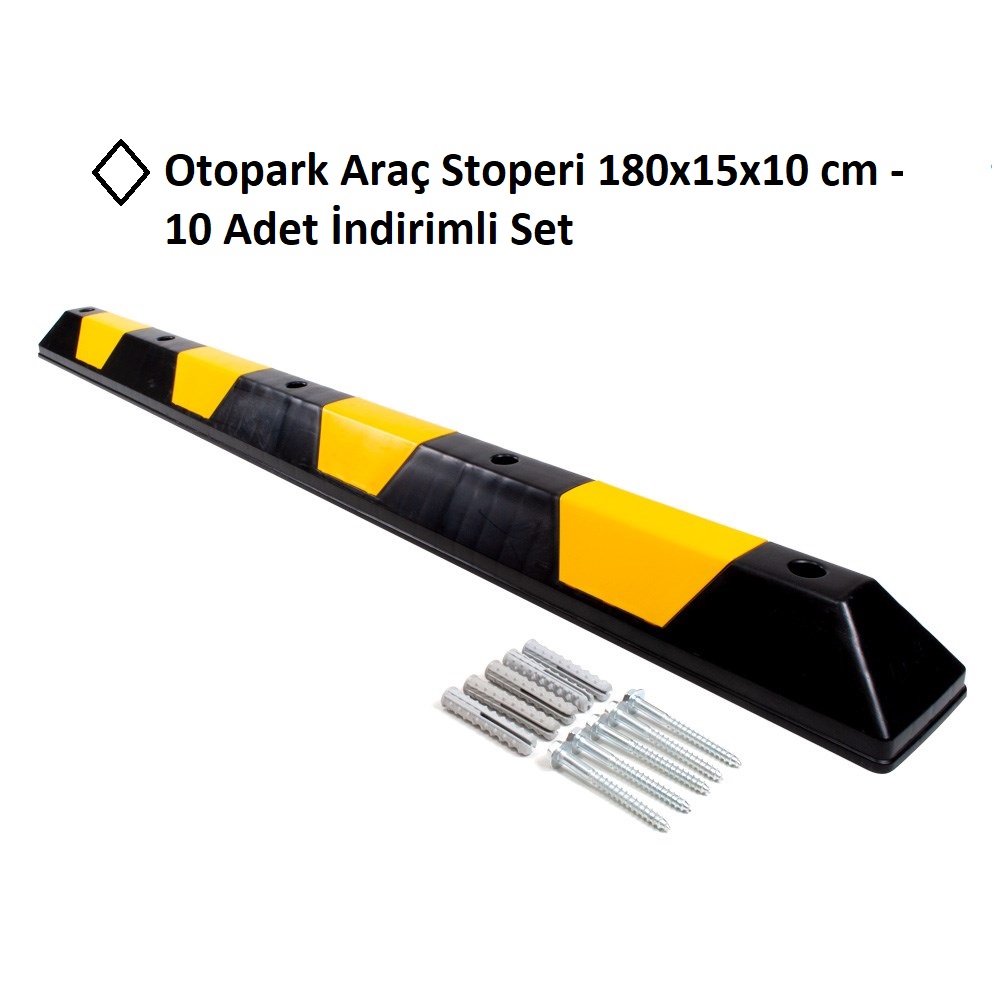 Otopark Araç Stoperi 180x15x10 cm - 10 Adet İndirimli Set
