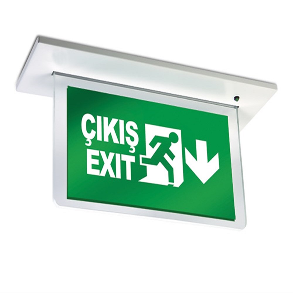 Acil Çıkış Yönlendirme Armatürü Gri Sürekli Yanan 38x240x170mm 