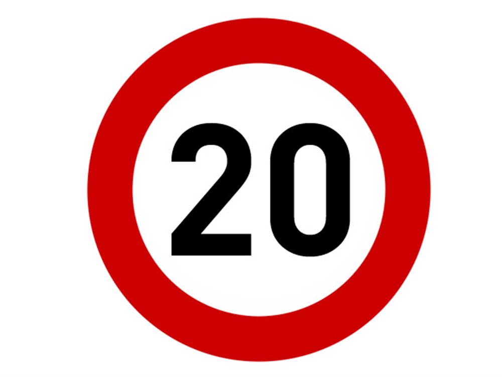Azami Hız Sınırlaması 20 Levhası 