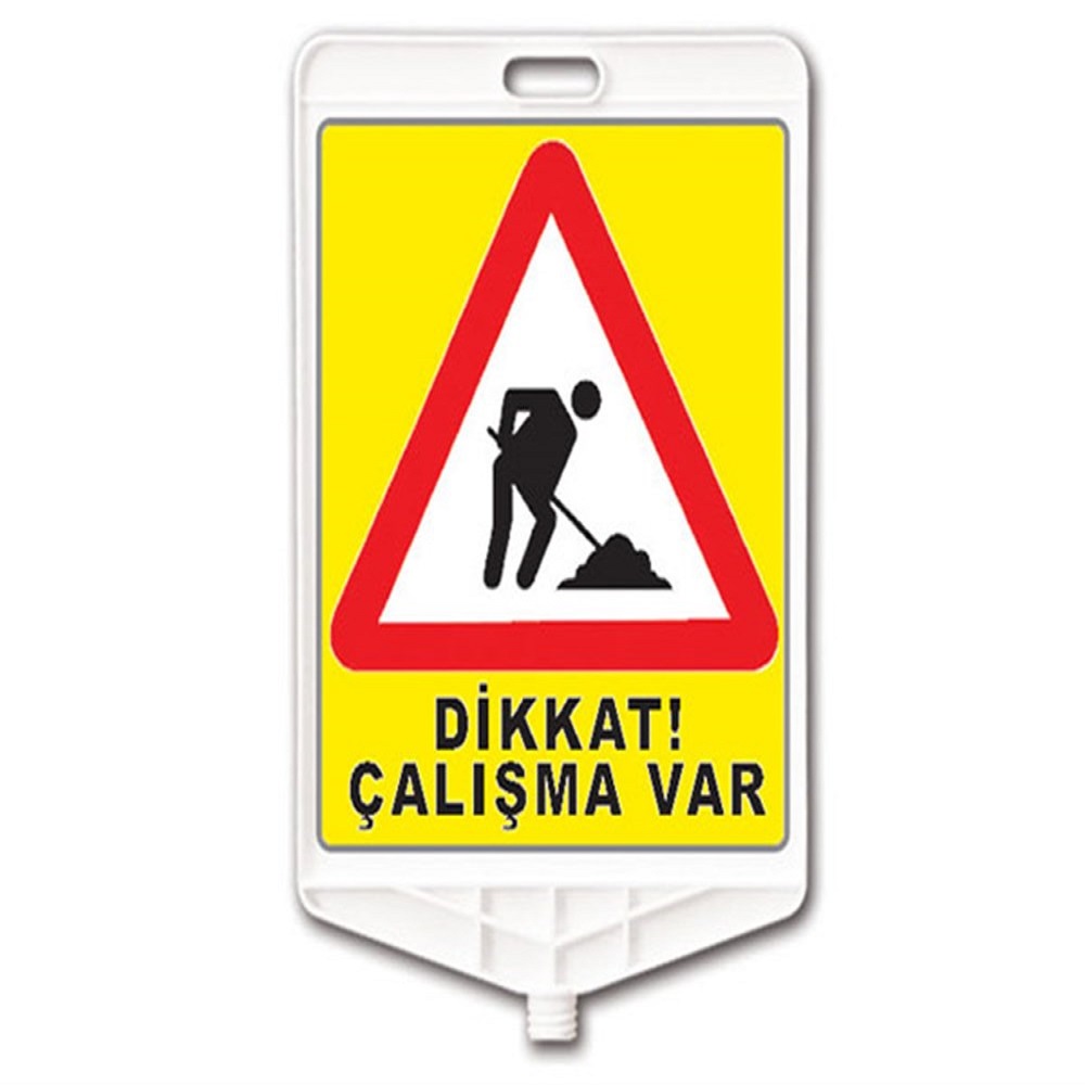 Dikkat Çalışma Var Dikdörtgen Levha Çift Taraf Baskı