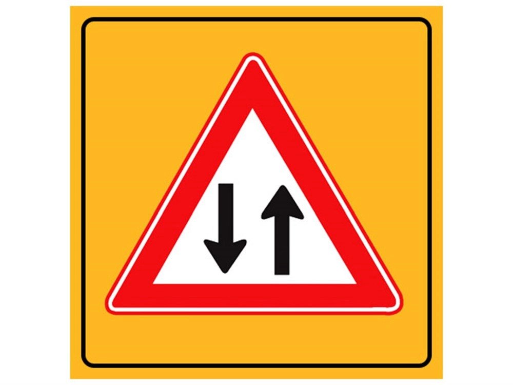 İki Yönlü Trafik Levhası 90x90 cm