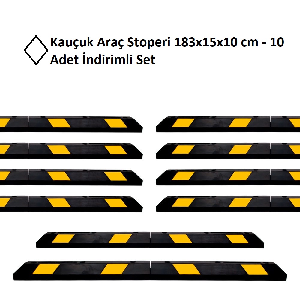 Kauçuk Araç Stoperi 183x15x10 cm - 10 Adet İndirimli Set