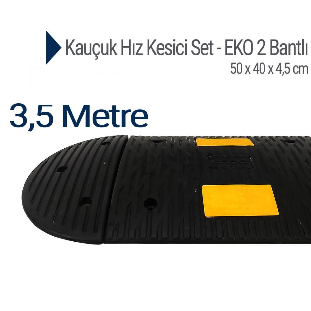 Kauçuk Hız Kesici Set Kapaklı, Yol Kasisi 50 x 40 x 4,5 cm - EKO 2 Bantlı - 3,5 metre