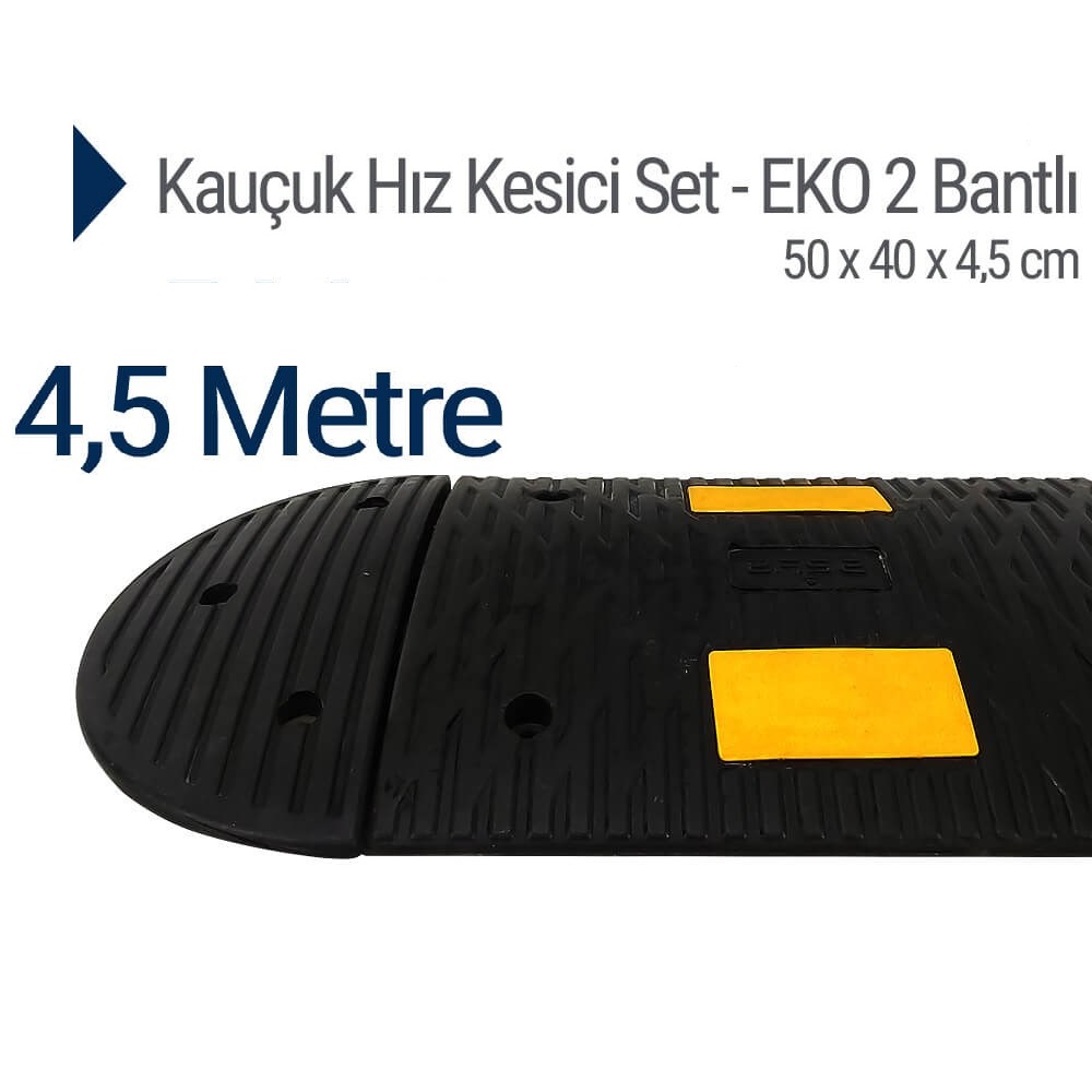 Kauçuk Hız Kesici, Yol Kasisi 50 x 40 x 4,5 cm - EKO 2 Bantlı - 4,5 metre