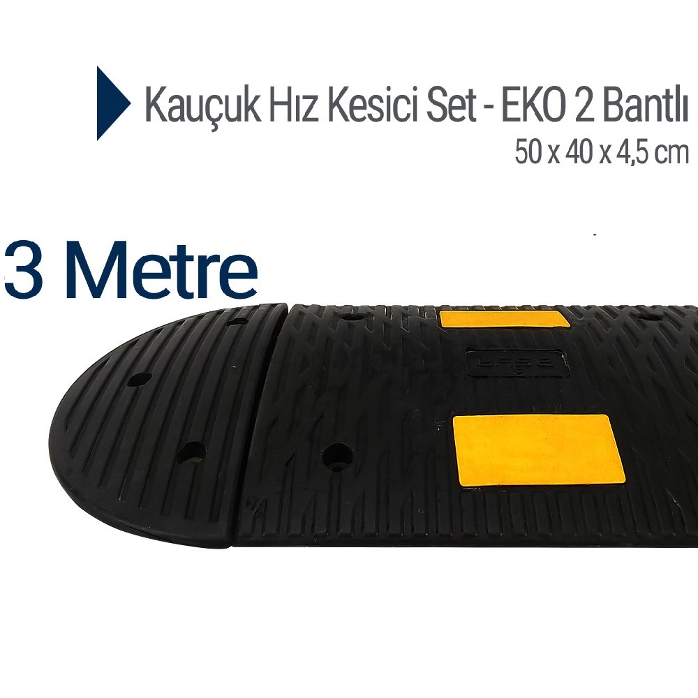 Kauçuk Hız Kesici, Yol Kasisi 50 x 40 x 4,5 cm - EKO 2 Bantlı - 3 metre