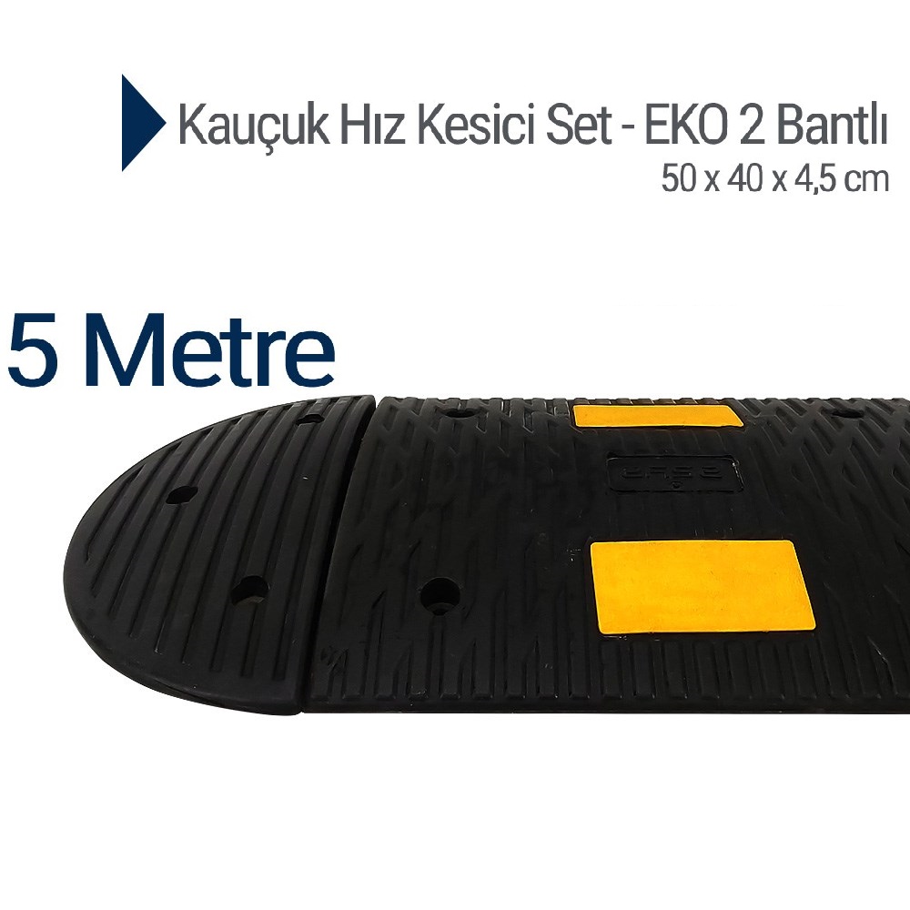Kauçuk Hız Kesici, Yol Kasisi 50 x 40 x 4,5 cm - EKO 2 Bantlı - 5 Metre