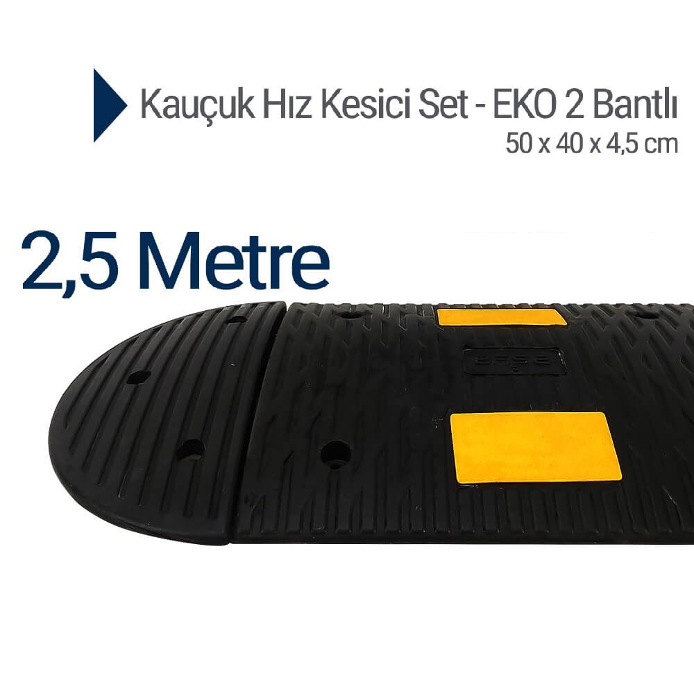 Kauçuk Hız Kesici, Yol Kasisi 50 x 40 x 4,5 cm - EKO 2 Banlı - 2,5 metre