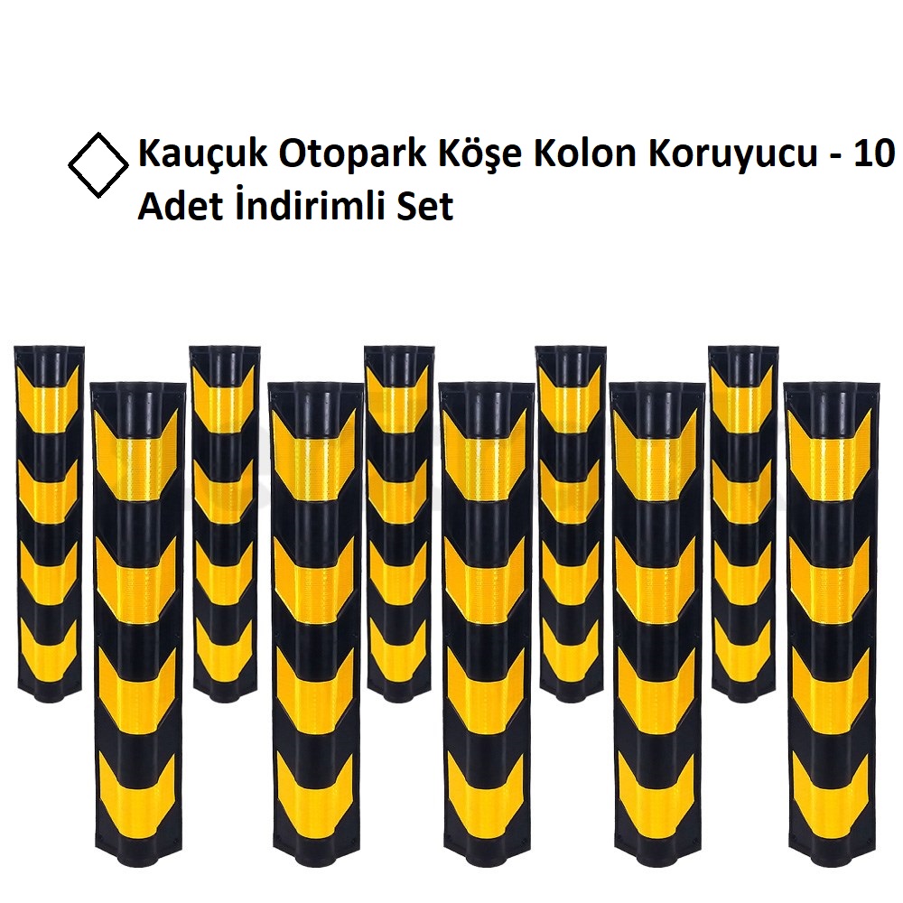 Kauçuk Otopark Köşe Kolon Koruyucu - 10 Adet İndirimli Set