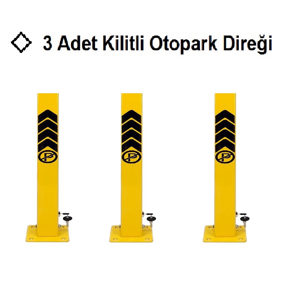 Kilitli Otopark Direği 60 cm - 3 Adet İndirimli Set