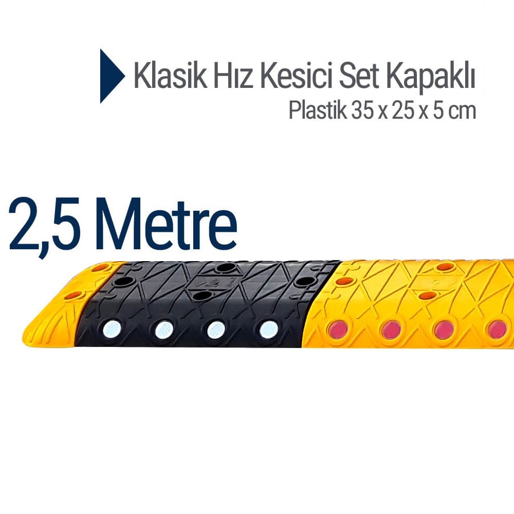 Klasik Hız Kesici Set Kapaklı Plastik, Yol Kasisi 2,5 metre