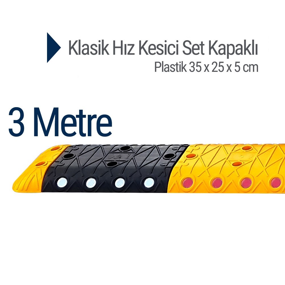 Klasik Hız Kesici Set Kapaklı Plastik, Yol Kasisi 3 metre