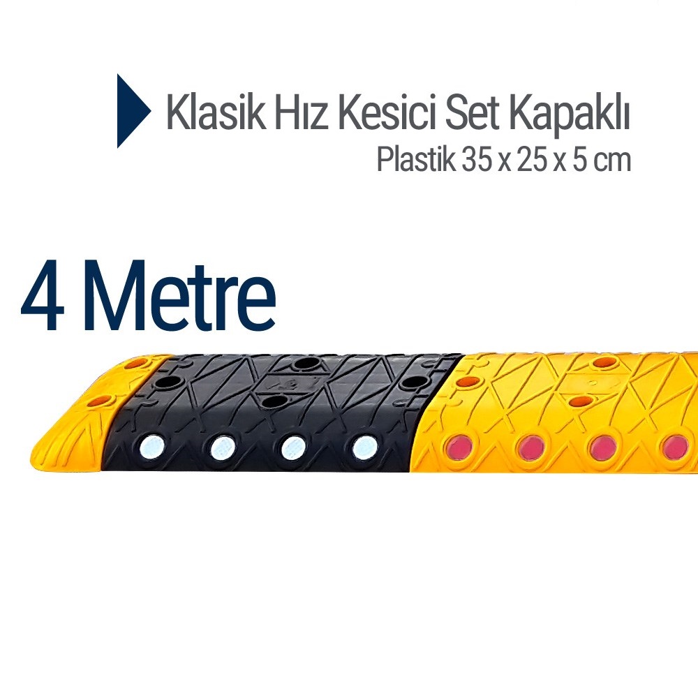 Klasik Hız Kesici Set Kapaklı Plastik, Yol Kasisi 4 metre