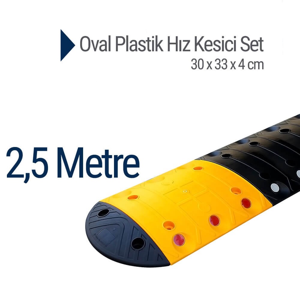 Oval Plastik Hız Kesici Set, Yol Kasisi 2,5 metre