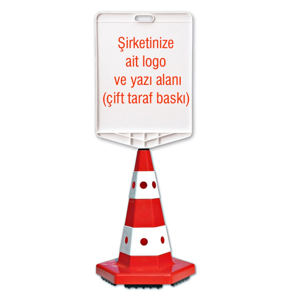 Şirkete Özel Logo Çift Taraf Baskı + Klasik Kedi Gözlü Ağırlıklı Trafik Konisi Trafik Dubası