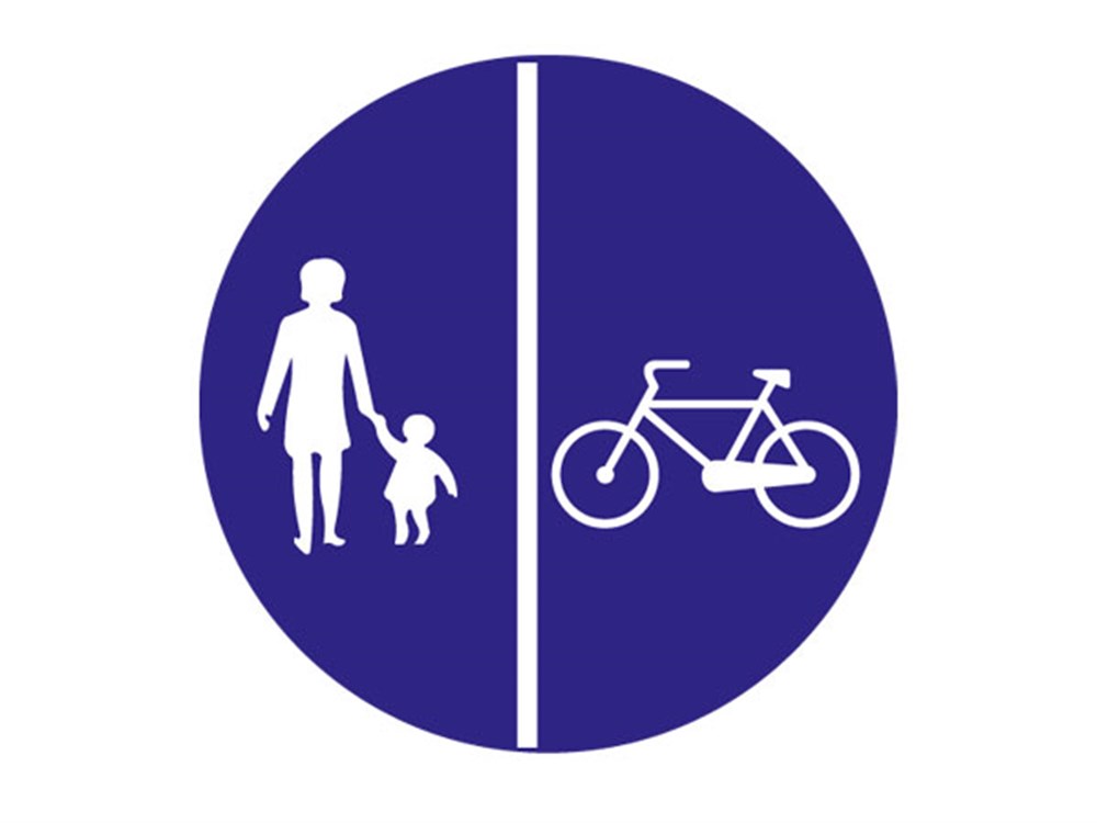 Yayalar ve Bisikletliler için Ayrı Ayrı Kullanılabilen Yol Levhası